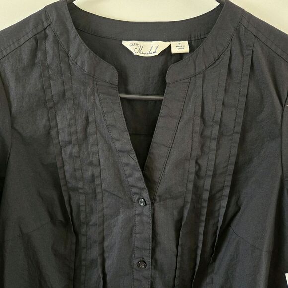 Caffe Marrakesh Club Resort V Neck Tunic Shirt NWT Women’s Size Small Pintuck - Picture 1 of 6